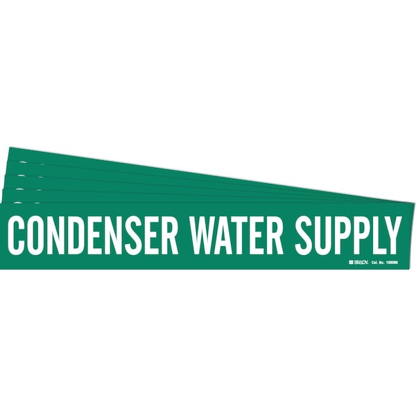 CONDENSER WATER SUPPLY Pipe Marker Style 1 Polyester WT on GN 1 per Card, 5 PK